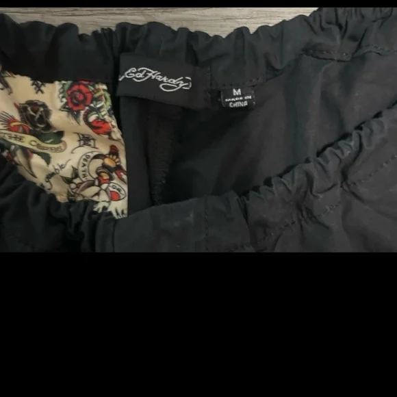 Ed Hardy Black Cargo Pants with Red and Green Accents - Picture 7 of 9